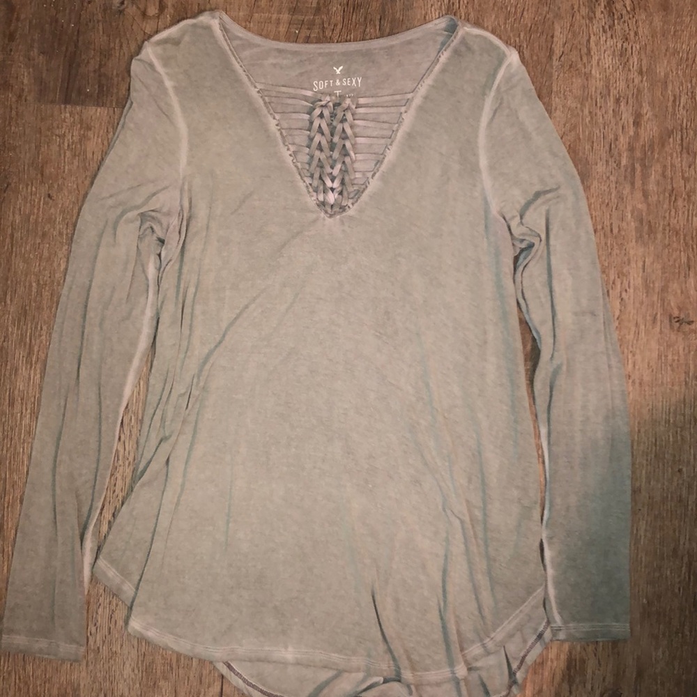 Soft and Sexy American Eagle distressed olive top